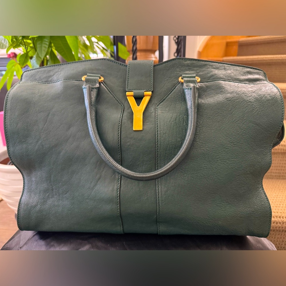 YSL Saint Laurent Y Cabas Dark Green